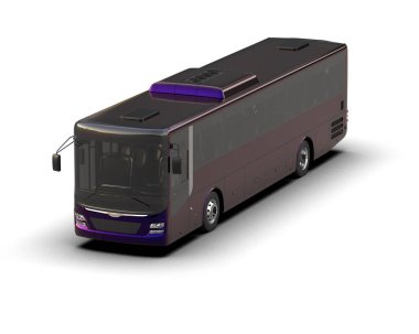 Beyaz arka plana izole edilmiş, geniş gövdeli bir otobüs. 3d oluşturma