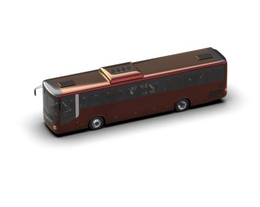 Beyaz arkaplanda büyük bir çift katlı otobüsün 3 boyutlu canlandırması