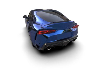 Beyaz zemin üzerinde izole edilmiş 3D resimleme spor araba