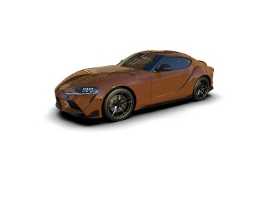 Beyaz zemin üzerinde izole edilmiş 3D resimleme spor araba