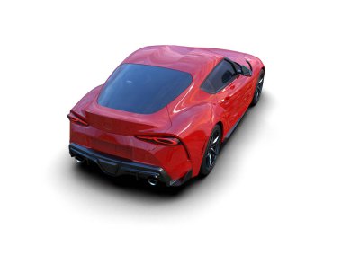 Beyaz zemin üzerinde izole edilmiş 3D resimleme spor araba