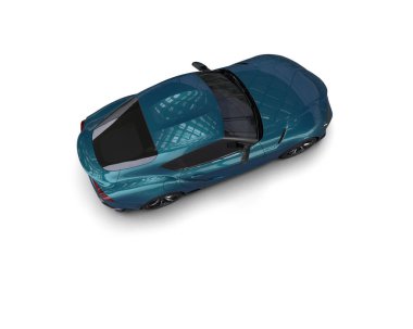 Beyaz zemin üzerinde izole edilmiş 3D resimleme spor araba