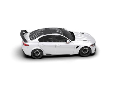Beyaz zemin üzerinde izole edilmiş 3D resimleme spor araba