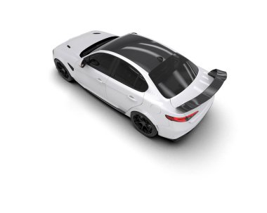 Beyaz zemin üzerinde izole edilmiş 3D resimleme spor araba