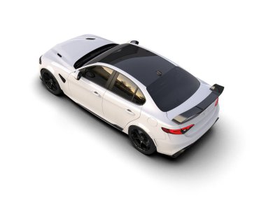 Beyaz zemin üzerinde izole edilmiş 3D resimleme spor araba