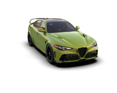 Beyaz zemin üzerinde izole edilmiş 3D resimleme spor araba