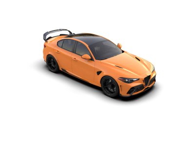 Beyaz zemin üzerinde izole edilmiş 3D resimleme spor araba