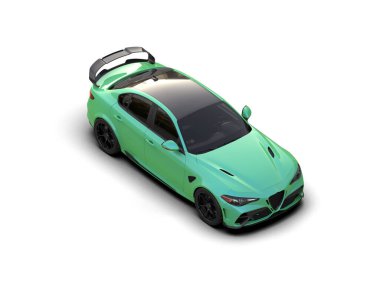 Beyaz zemin üzerinde izole edilmiş 3D resimleme spor araba