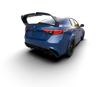 Beyaz zemin üzerinde izole edilmiş 3D resimleme spor araba