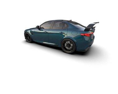 Beyaz zemin üzerinde izole edilmiş 3D resimleme spor araba