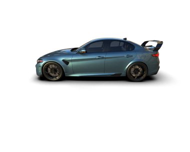 Beyaz zemin üzerinde izole edilmiş 3D resimleme spor araba