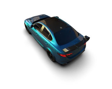 Beyaz zemin üzerinde izole edilmiş 3D resimleme spor araba