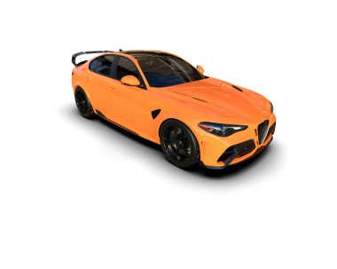 Beyaz zemin üzerinde izole edilmiş 3D resimleme spor araba