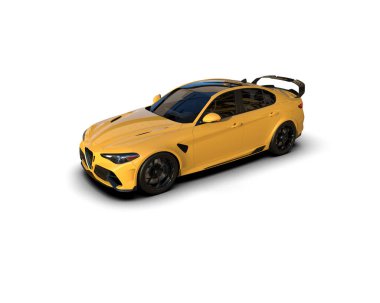 Beyaz zemin üzerinde izole edilmiş 3D resimleme spor araba