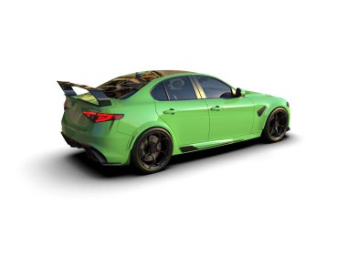 Beyaz zemin üzerinde izole edilmiş 3D resimleme spor araba