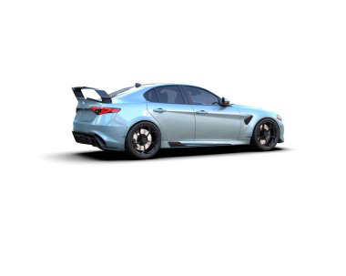 Beyaz zemin üzerinde izole edilmiş 3D resimleme spor araba