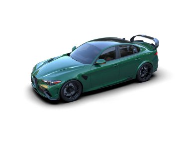 Beyaz zemin üzerinde izole edilmiş 3D resimleme spor araba