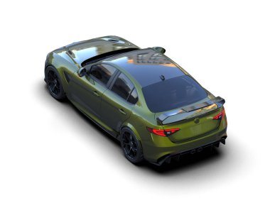 Beyaz zemin üzerinde izole edilmiş 3D resimleme spor araba