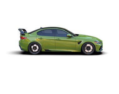 Beyaz zemin üzerinde izole edilmiş 3D resimleme spor araba