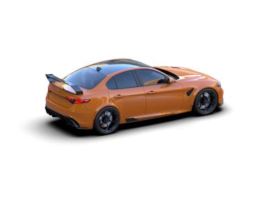 Beyaz zemin üzerinde izole edilmiş 3D resimleme spor araba