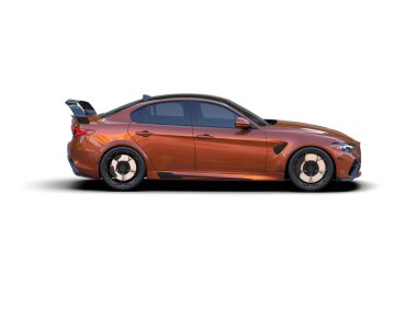 Beyaz zemin üzerinde izole edilmiş 3D resimleme spor araba