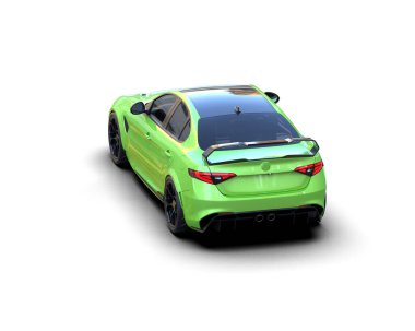 Beyaz zemin üzerinde izole edilmiş 3D resimleme spor araba