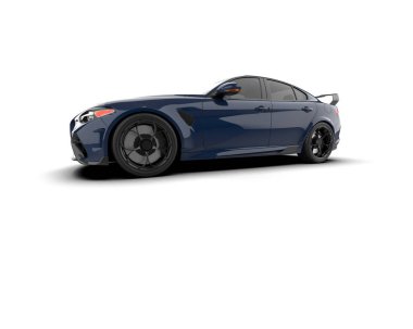 Beyaz zemin üzerinde izole edilmiş 3D resimleme spor araba