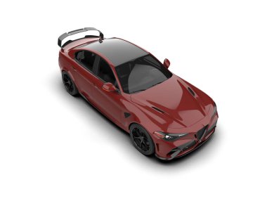 Beyaz zemin üzerinde izole edilmiş 3D resimleme spor araba