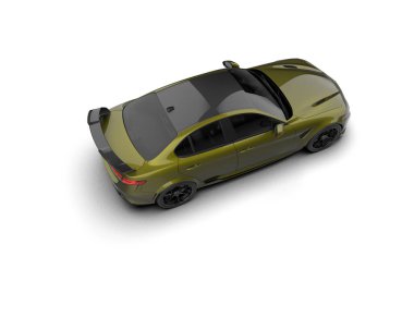 Beyaz zemin üzerinde izole edilmiş 3D resimleme spor araba