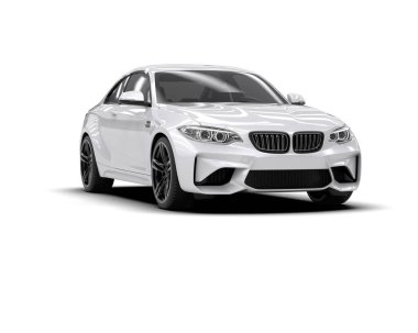 Beyaz zemin üzerinde izole edilmiş 3D resimleme spor araba