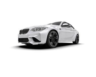 Beyaz zemin üzerinde izole edilmiş 3D resimleme spor araba