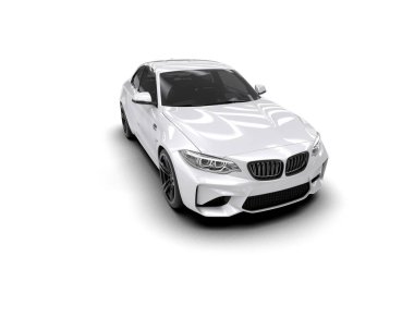 Beyaz zemin üzerinde izole edilmiş 3D resimleme spor araba