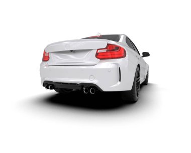 Beyaz zemin üzerinde izole edilmiş 3D resimleme spor araba