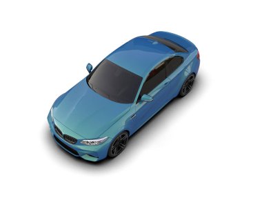 Beyaz zemin üzerinde izole edilmiş 3D resimleme spor araba