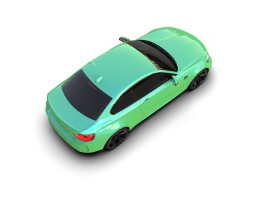 Beyaz zemin üzerinde izole edilmiş 3D resimleme spor araba