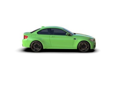 Beyaz zemin üzerinde izole edilmiş 3D resimleme spor araba