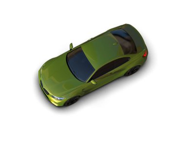 Beyaz zemin üzerinde izole edilmiş 3D resimleme spor araba