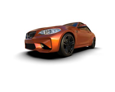 Beyaz zemin üzerinde izole edilmiş 3D resimleme spor araba