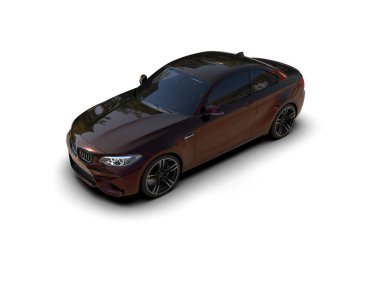 Beyaz zemin üzerinde izole edilmiş 3D resimleme spor araba