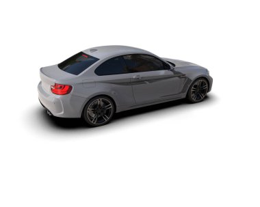 Beyaz zemin üzerinde izole edilmiş 3D resimleme spor araba