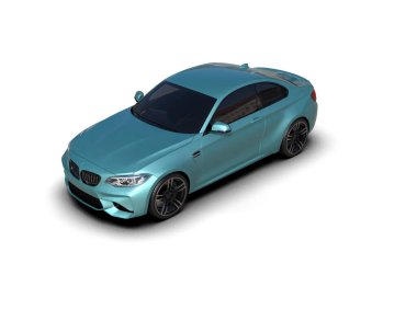 Beyaz zemin üzerinde izole edilmiş 3D resimleme spor araba