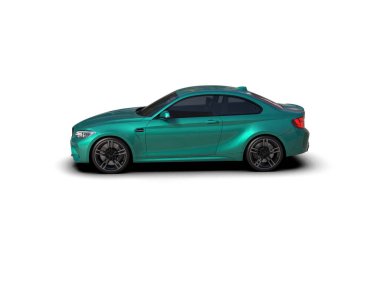 Beyaz zemin üzerinde izole edilmiş 3D resimleme spor araba