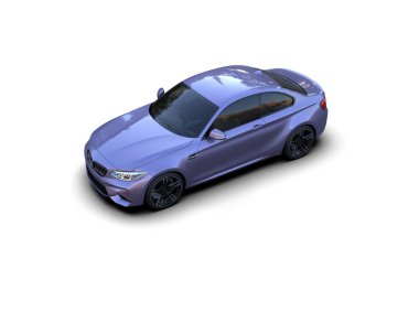 Beyaz zemin üzerinde izole edilmiş 3D resimleme spor araba