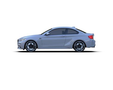 Beyaz zemin üzerinde izole edilmiş 3D resimleme spor araba