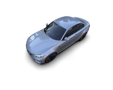 Beyaz zemin üzerinde izole edilmiş 3D resimleme spor araba