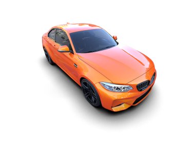 Beyaz zemin üzerinde izole edilmiş 3D resimleme spor araba