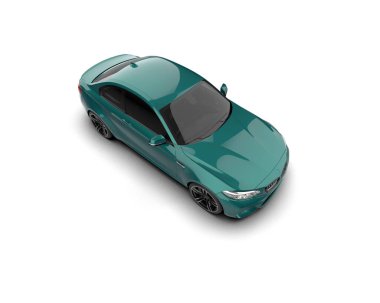 Beyaz zemin üzerinde izole edilmiş 3D resimleme spor araba