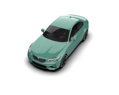 Beyaz zemin üzerinde izole edilmiş 3D resimleme spor araba