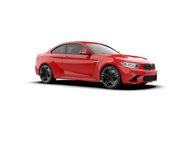 Beyaz zemin üzerinde izole edilmiş 3D resimleme spor araba