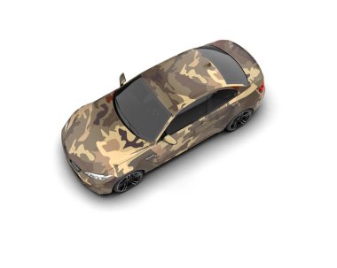 Beyaz zemin üzerinde izole edilmiş 3D resimleme spor araba